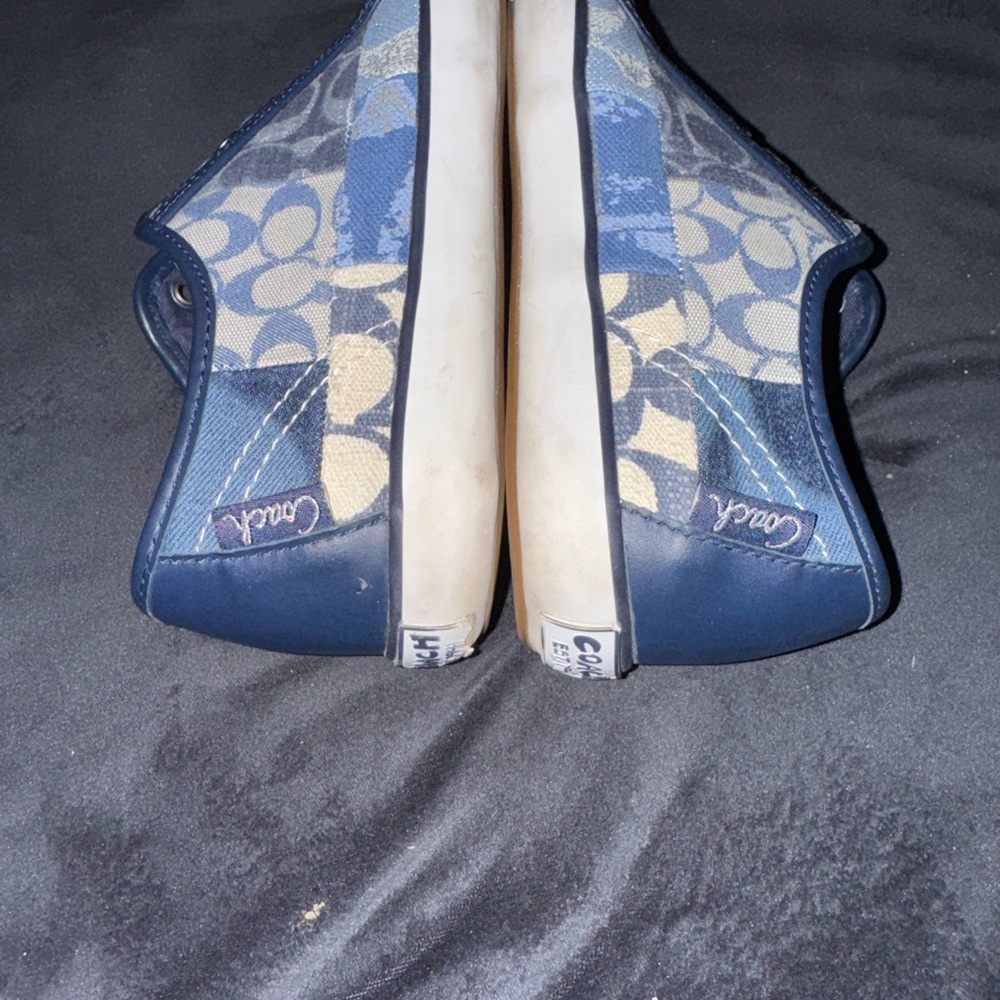 Coach Poppy Barrett Sneakers Denim Blue Signature Patchwork Print Women’s 7 Shoe - Picture 7 of 16